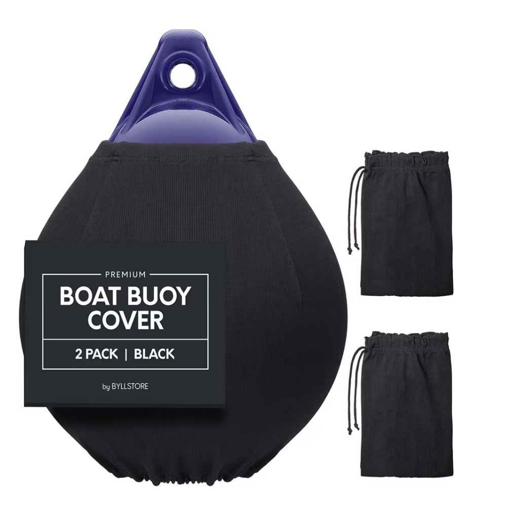 BYLLSTORE 2 Pack Black Boat Buoy Covers 15x19 Heavy Duty Stretch Polyester